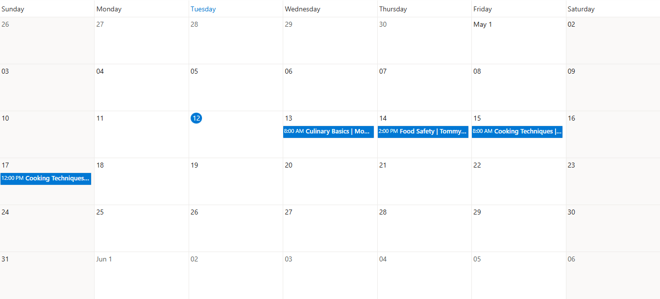 Cohoist Course Calendar