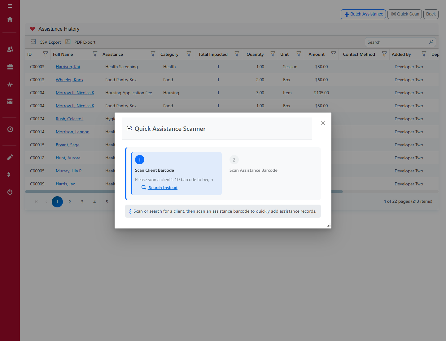 Quick Assistance Scanner Dialog