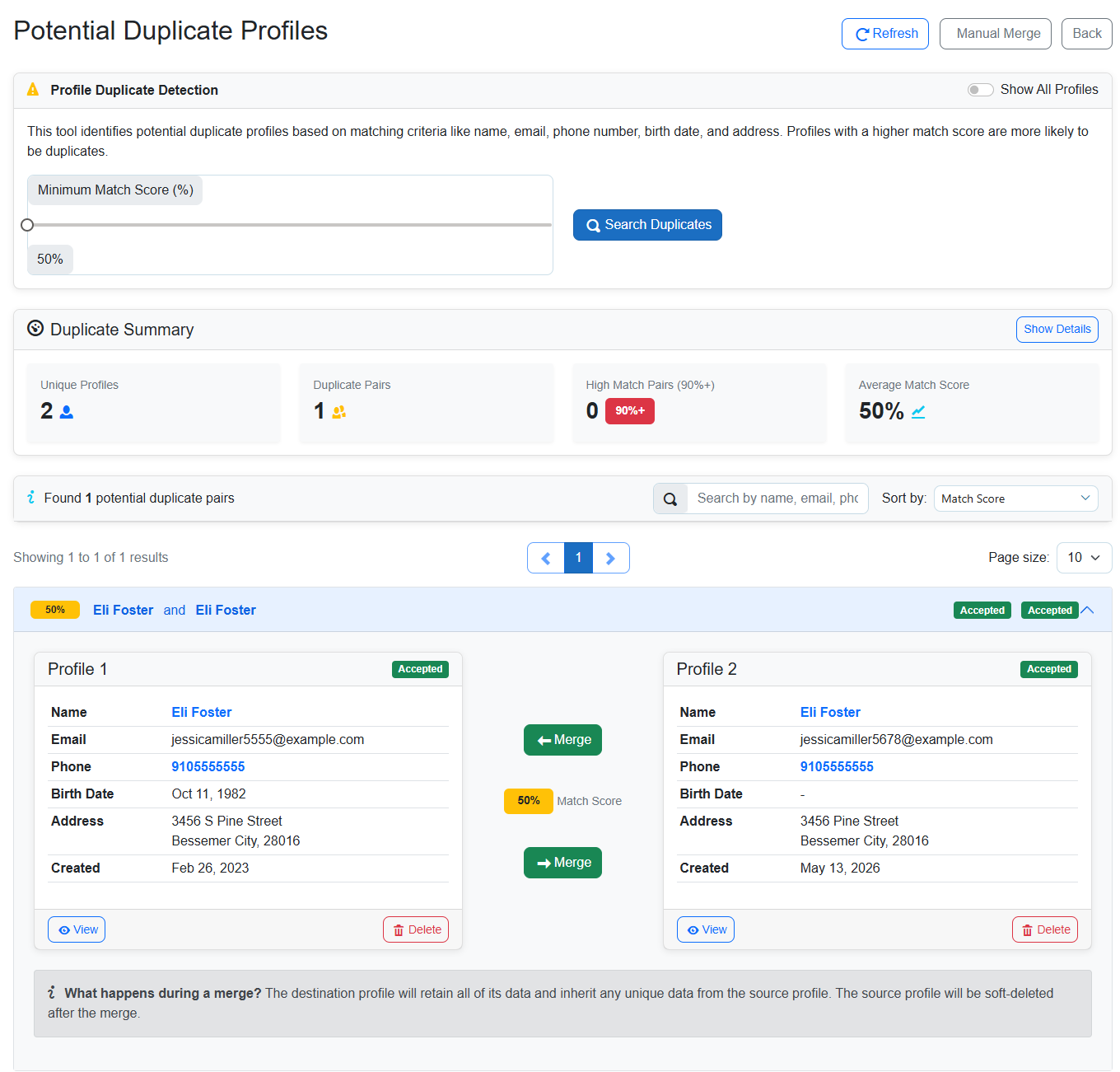 Cohoist - Potential Duplicate Profiles