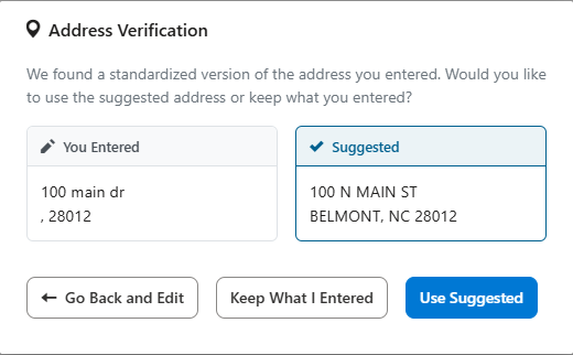 Address Verification Modal