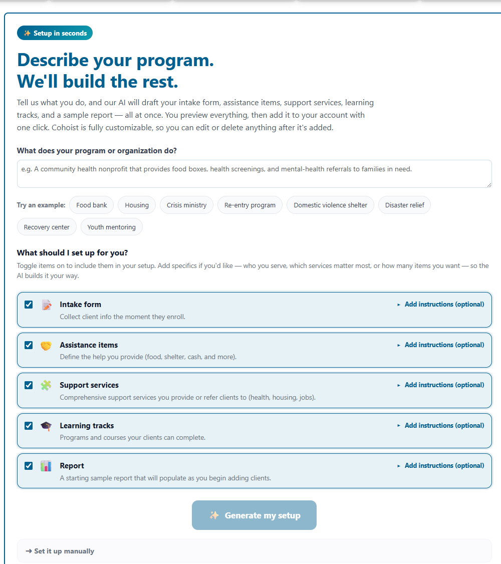 AI-Powered Program Setup